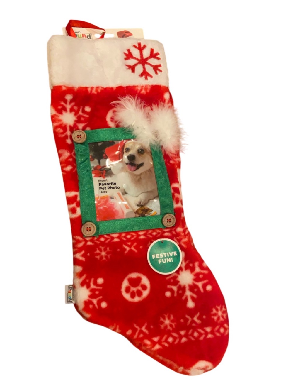 Outward Hound Red & White Holiday Pet Christmas Photo Stocking